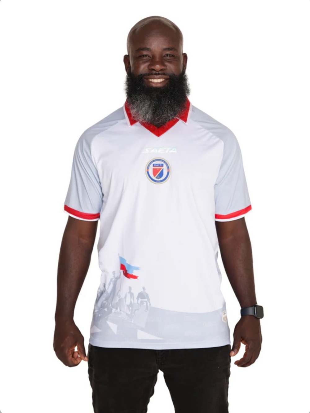 White & Red Haïti  Men's Short Sleeve Jersey